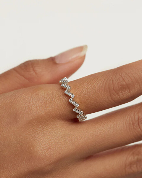 Třpytivý stříbrný prsten se zirkony ZIPPER Silver AN02-685