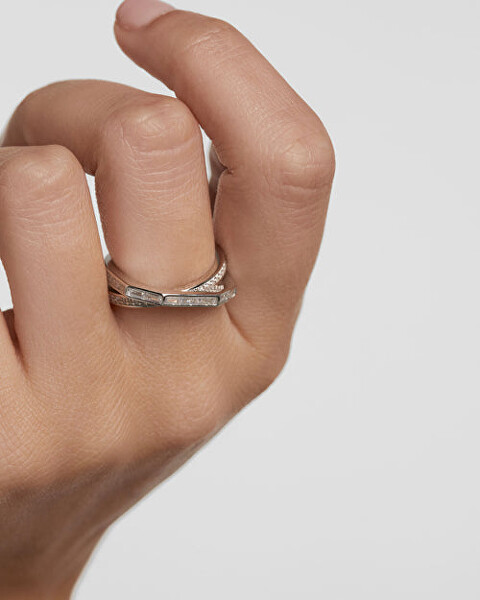 Csillogó ezüst gyűrű cirkónium kövekkel Olivia Essentials AN02-A10