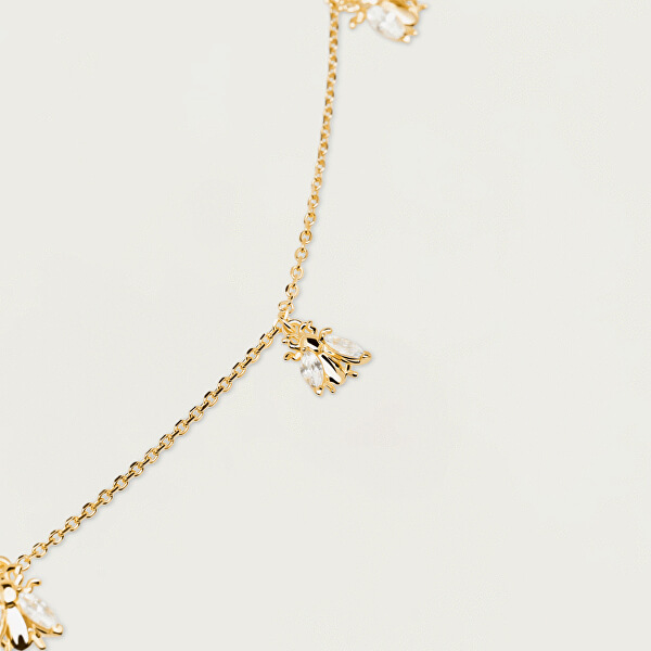 Veselý pozlacený náhrdelník s krásnými včeličkami NEST Gold CO01-200-U