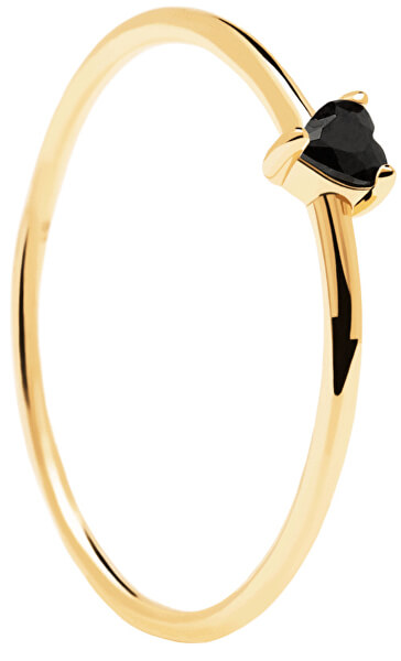 Minimalistický pozlacený prsten se srdíčkem Black Heart Gold AN01-224