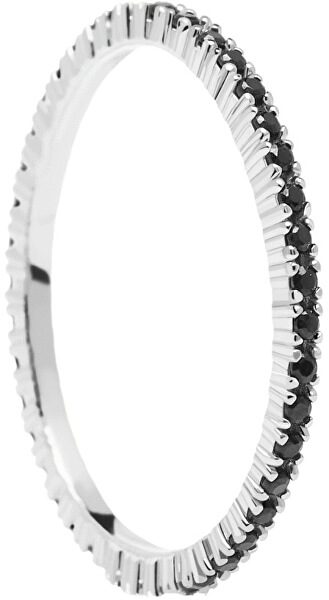 Minimalistický prsten ze stříbra s černými zirkony Black Essential Silver AN02-348