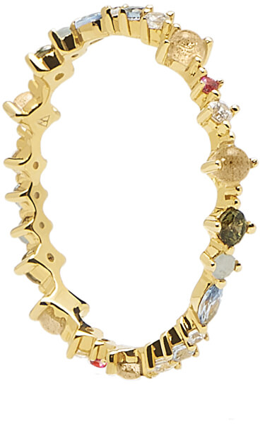 Romantico anello in argento placcato oro con zirconi scintillanti PAPILLON Gold AN01-191