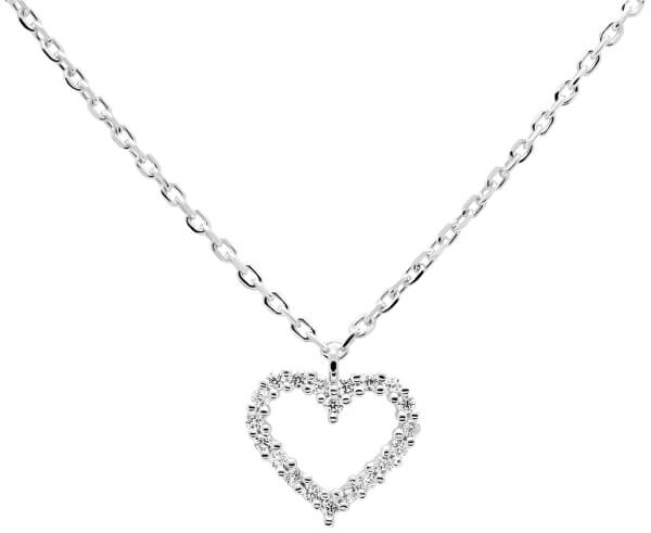 Něžný stříbrný náhrdelník se srdíčkem White Heart Silver CO02-220-U (řetízek, přívěsek)