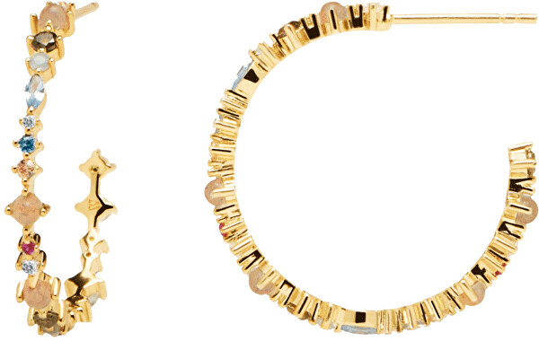 Orecchini a cerchio in argento placcato oro con zirconi scintillanti HALO Gold AR01-221-U