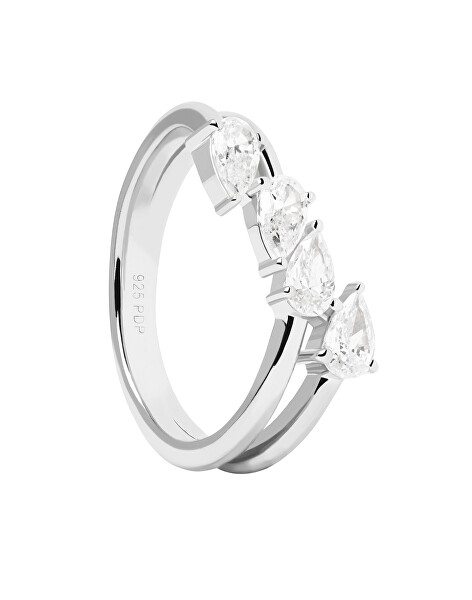 Csillogó ezüst gyűrű cirkónium kövekkel Terra Essentials AN02-861