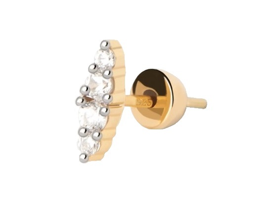Eleganti orecchini singoli placcati oro con zirconi Gala Vanilla PG01-058-U