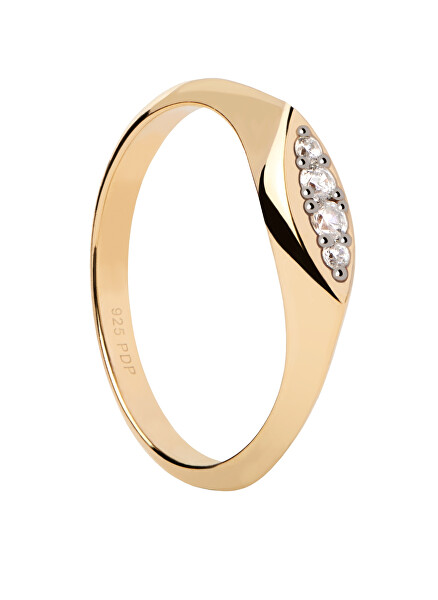 Eleganter vergoldeter Ring mit Zirkonen Gala Vanilla AN01-A52