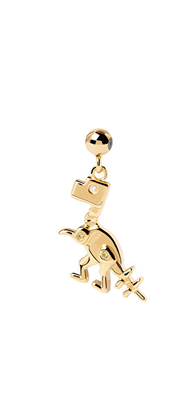 Pandantiv jucăuș placat cu aur, decorat cu zircon DINO farmecs CH01-017-U