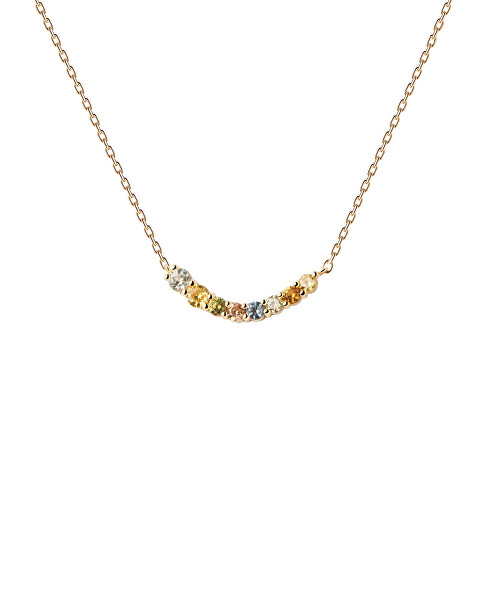 Jemný pozlátený náhrdelník so zirkónmi RAINBOW Gold CO01-859-U