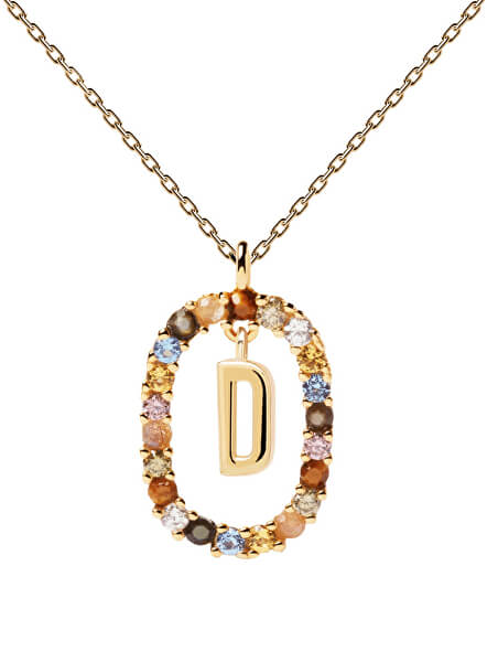 Krásný pozlacený náhrdelník písmeno "D" LETTERS CO01-263-U (řetízek, přívěsek)
