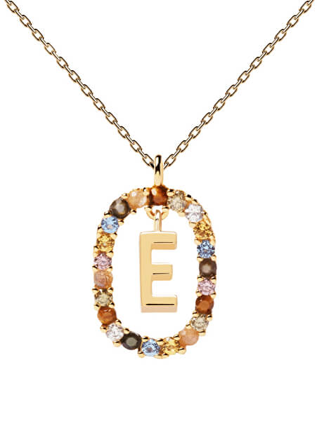 Krásný pozlacený náhrdelník písmeno "E" LETTERS CO01-264-U (řetízek, přívěsek)