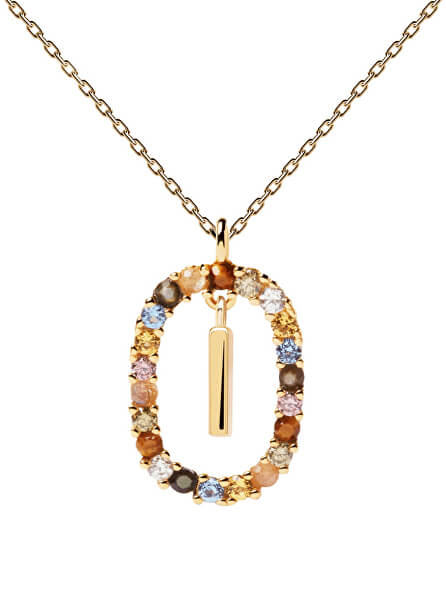 Krásný pozlacený náhrdelník písmeno "I" LETTERS CO01-268-U (řetízek, přívěsek)