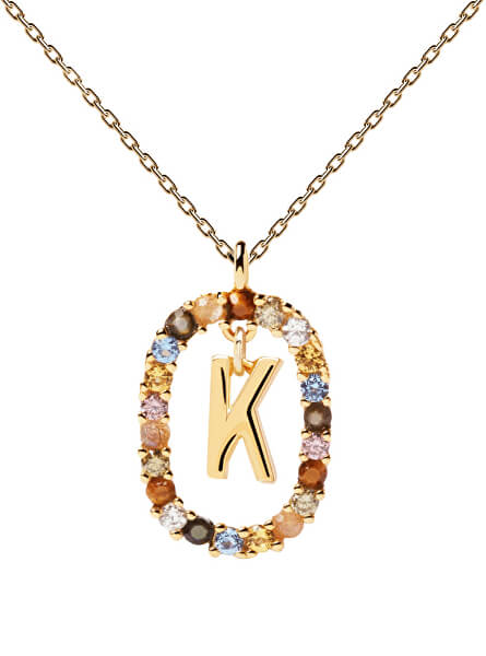 Krásný pozlacený náhrdelník písmeno "K" LETTERS CO01-270-U (řetízek, přívěsek)
