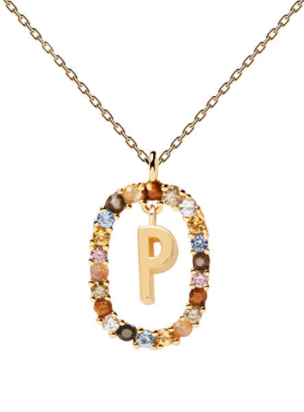 Krásný pozlacený náhrdelník písmeno "P" LETTERS CO01-275-U (řetízek, přívěsek)