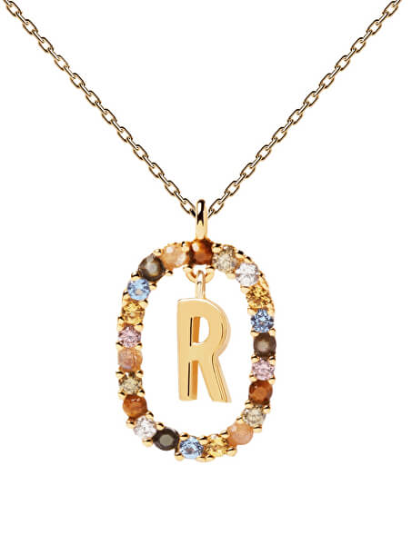 Schöne vergoldete Halskette Buchstabe "R" LETTERS CO01-277-U (Halskette, Anhänger)
