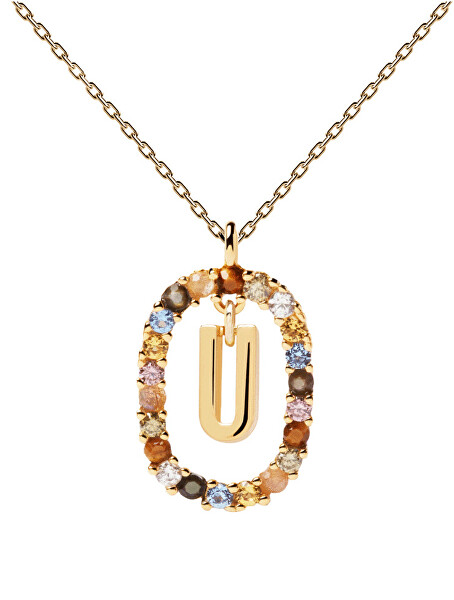 Krásný pozlacený náhrdelník písmeno "U" LETTERS CO01-280-U (řetízek, přívěsek)