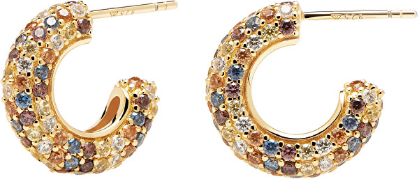 Luxuriöse vergoldete Ohrringe Kreise mit Zirkonen TIGER AR01-291-U