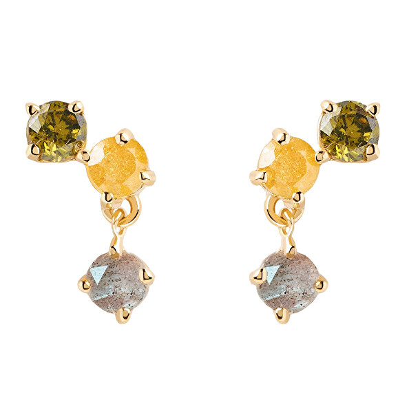 Splendidi orecchini placcati in oro con zirconi FLORA AR01-543-U