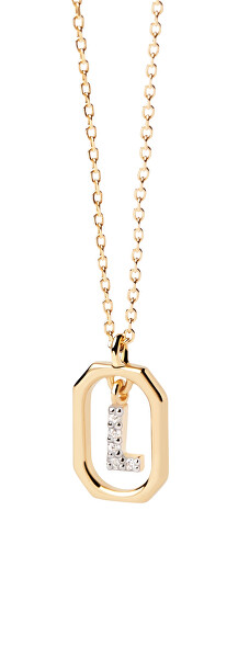 Půvabný pozlacený náhrdelník písmeno "L" LETTERS CO01-523-U (řetízek, přívěsek)