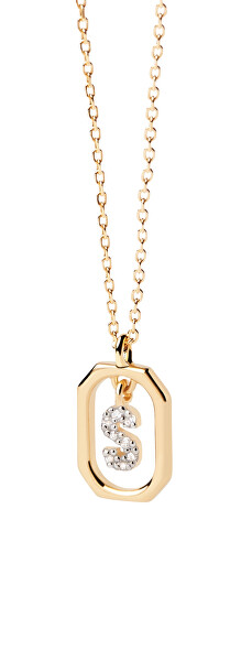 Affascinante collana placcata oro lettera “S” LETTERS CO01-530-U (catena, pendente)