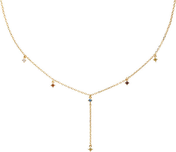 Charmante vergoldete Halskette mit Zirkonen MANA CO01-194-U