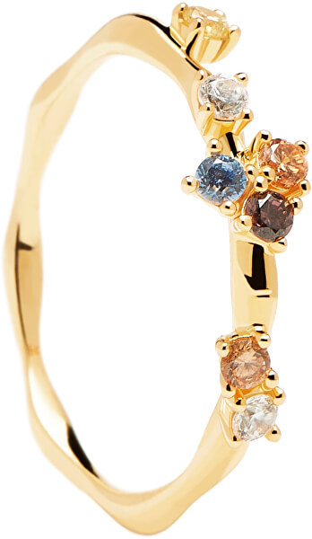Pôvabný pozlátený prsteň so zirkónmi FIVE Gold AN01-210