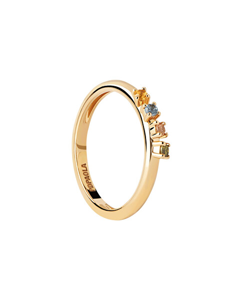 Bezaubernder vergoldeter Ring mit Zirkonen RAINBOW Gold AN01-C10
