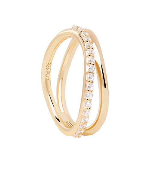 Affascinante anello placcato oro con zirconi Twister Essentials AN01-844