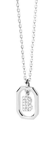 Pôvabný strieborný náhrdelník písmeno "B" LETTERS CO02-513-U (retiazka, prívesok)
