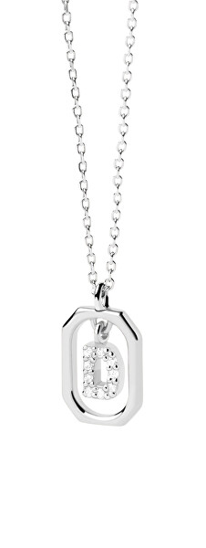 Pôvabný strieborný náhrdelník písmeno "D" LETTERS CO02-515-U (retiazka, prívesok)