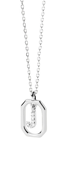 Pôvabný strieborný náhrdelník písmeno "J" LETTERS CO02-521-U (retiazka, prívesok)