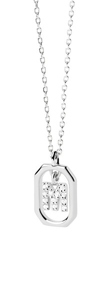 Půvabný stříbrný náhrdelník písmeno "M" LETTERS CO02-524-U (řetízek, přívěsek)
