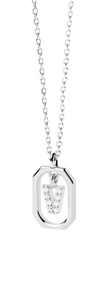 Půvabný stříbrný náhrdelník písmeno "V" LETTERS CO02-533-U (řetízek, přívěsek)