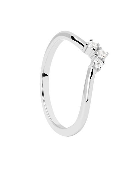 Slušivý stříbrný prsten se zirkony Mini Crown Essentials AN02-826