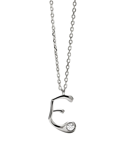 Stříbrný náhrdelník písmeno "E" Initial CO02-B78-U (řetízek, přívěsek)