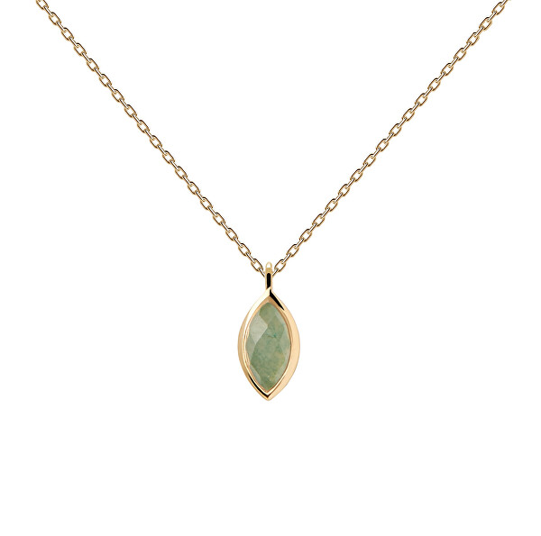 Pozlacený náhrdelník Green Aventurine Nomad Vanilla CO01-678-U