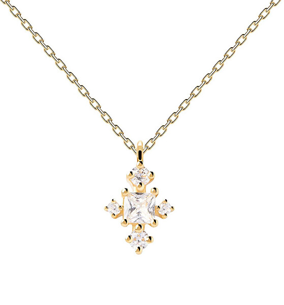 Trblietavý pozlátený náhrdelník LAURA CO01-480-U (retiazka, prívesok)