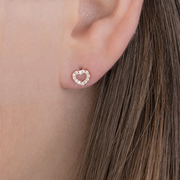 Gyengéd szív alakú fülbevaló kristályokkal 280528CZ