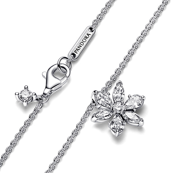 Blyštivý náhrdelník ze stříbra Květina Timeless 392387C01-45