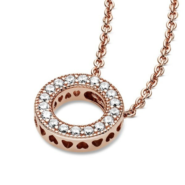 Bronzový náhrdelník s třpytivým přívěskem Rose 387436C01-45 (řetízek, přívěsek)