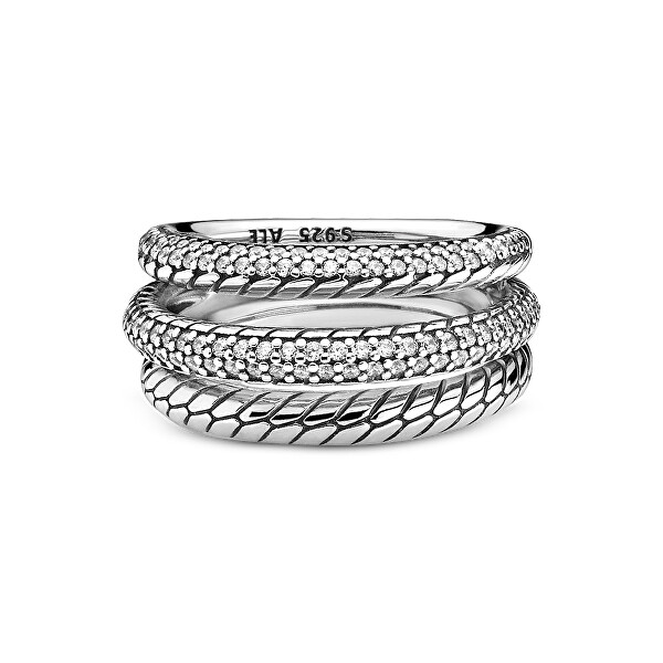 SLEVA - Designový prsten s hadím vzorem 199083C01