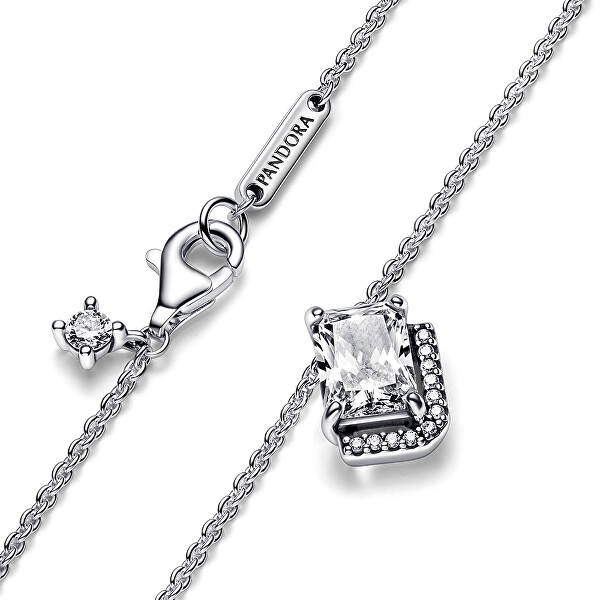 Elegantní náhrdelník ze stříbra Třpytivý obdélník 392388C01-45