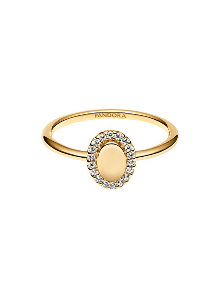 Elegantní pozlacený prsten Ovál s aureolou Shine 163800C01