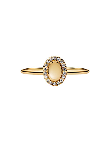 Elegantní pozlacený prsten Ovál s aureolou Shine 163800C01