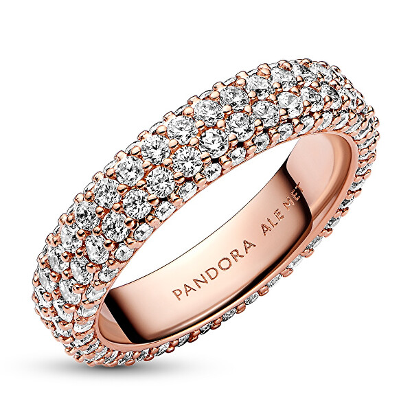 Elegantní pozlacený prsten se zirkony Timeless Rose 182629C01