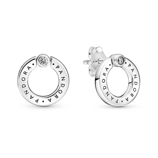 Runde Ohrringe mit Kristallen 3in1 Pandora Logo 299486C01