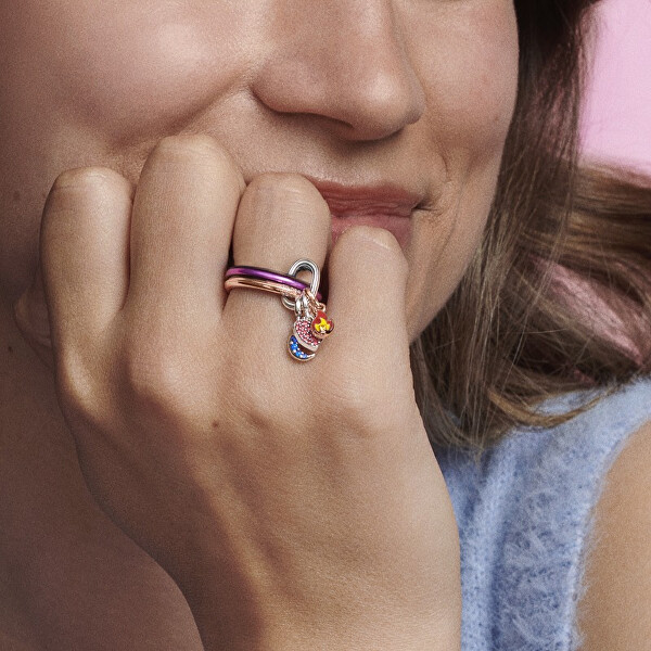 Minimalistický stříbrný prsten s fialovým smaltem 199655C01