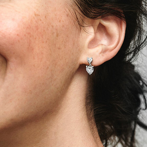 Delicati orecchini in argento con zirconi Cuori 291199C01