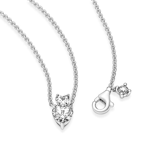 Něžný stříbrný náhrdelník Dvojité srdce Timeless 391229C01-45