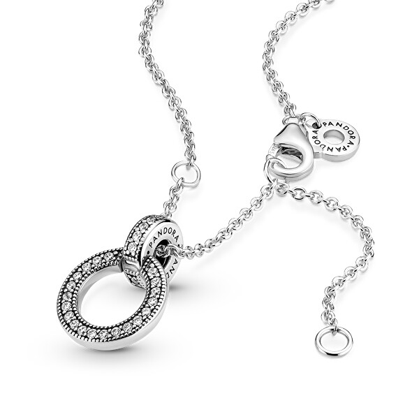 Očarujúce strieborný náhrdelník so zirkónmi 399487C01-45 (retiazka, prívesok)